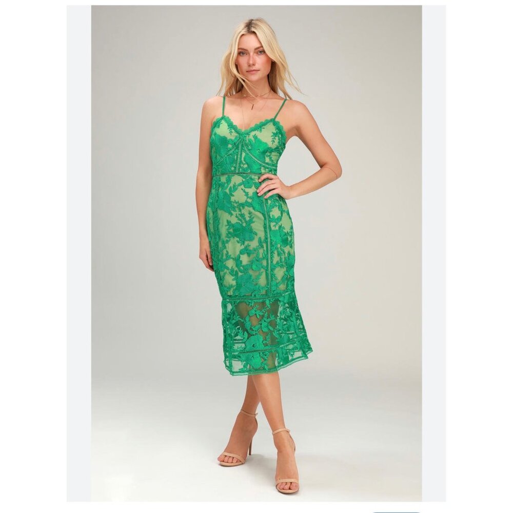 Lulu Deeply Cherish Green Lace Dress sz XS